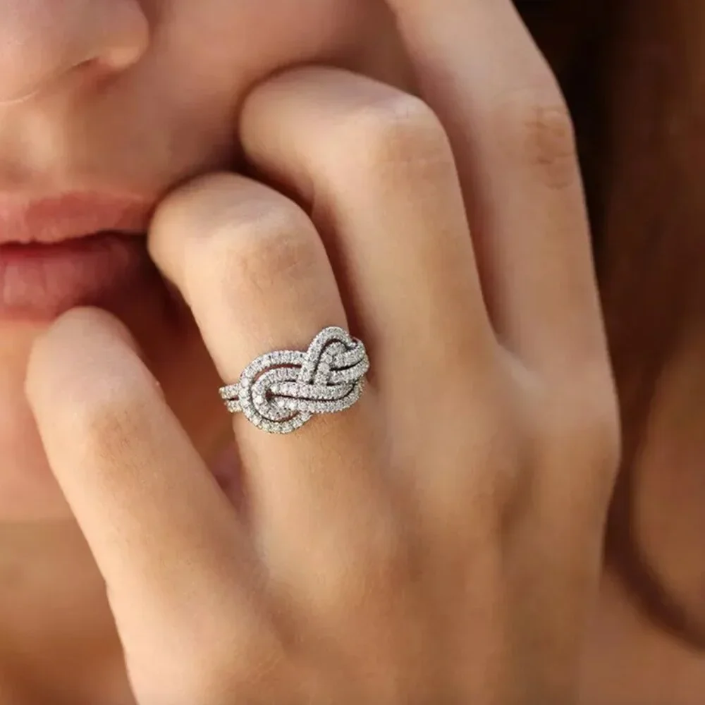 14k White Gold Diamond RIng Infinity Ring Band
